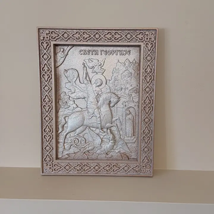 Saint George Icon 1,Religious home decor MDF carved icon